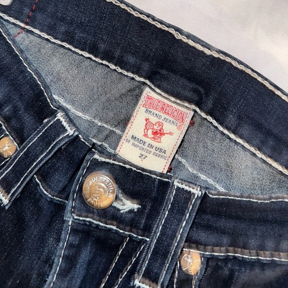 True Religion - Joey Y2K Dark Wash Jeans Size 27 – Iconic Horseshoe Stitch - Picture 6 of 10